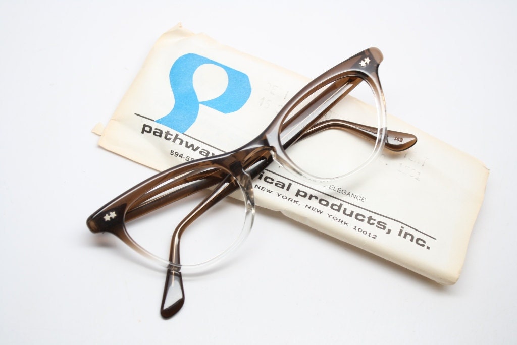 vintage Cat eye glasses Brown fades cat eye frames NOS
