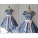 1950's Stormy Blue Lace Illusion Cocktail Party Prom Wedding Dress XS