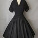 50's Cocktail Dress // Vintage 1950's Black Taffeta New Look Cocktail Party Full Dress S