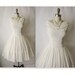 Reserved for Ruth 50's Chiffon Dress // Vintage 1950's Ruched White Chiffon Wedding Party Prom Dress Tea Gown S