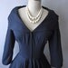 50's Cocktail Dress // Vintage 1950's Navy New Look Full Cocktail Party Dress M L