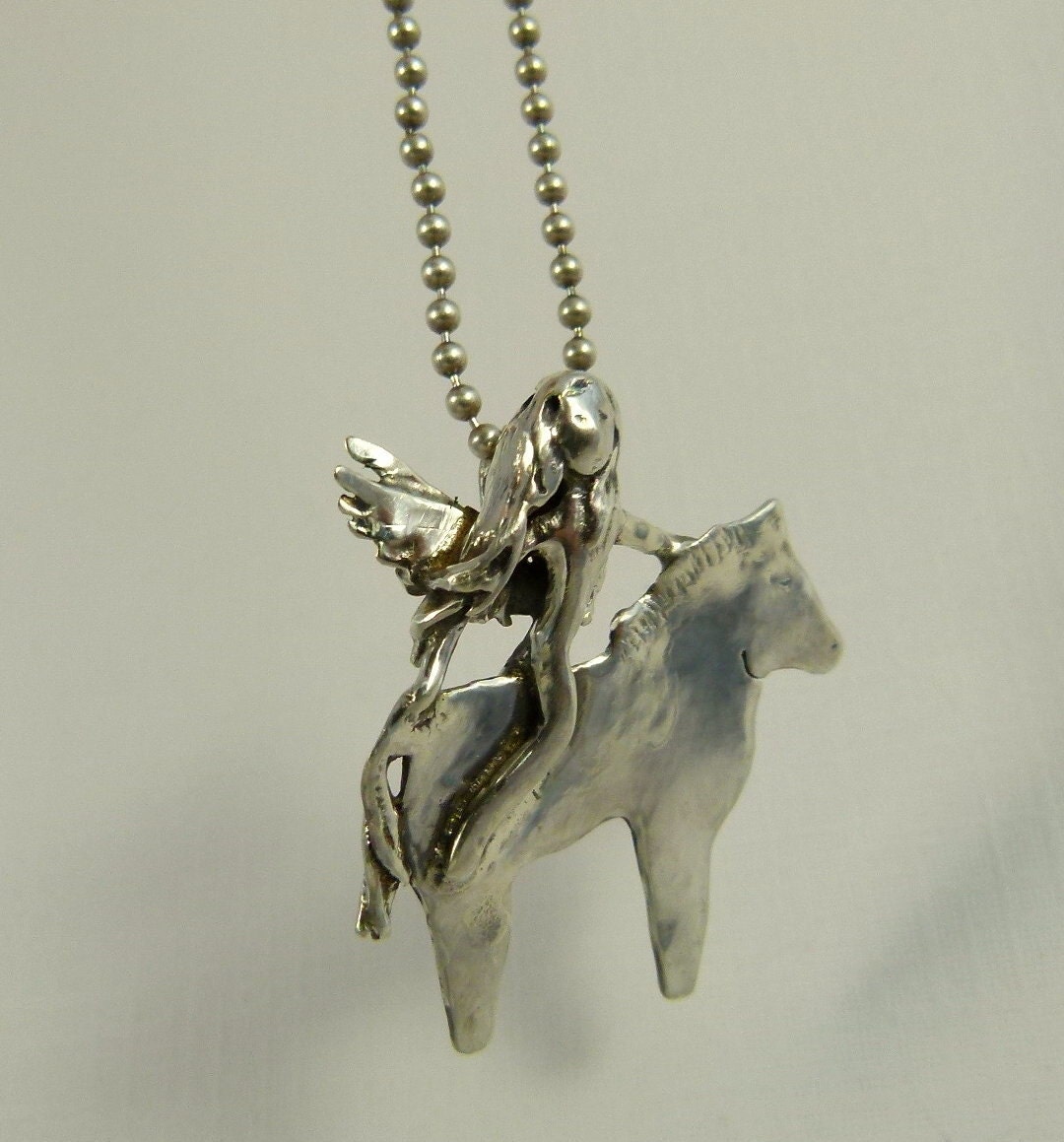 Angel Rynn Loves The Ride Through Life - Repurposed Sterling And PMC - Art Jewelry Pendant - 810