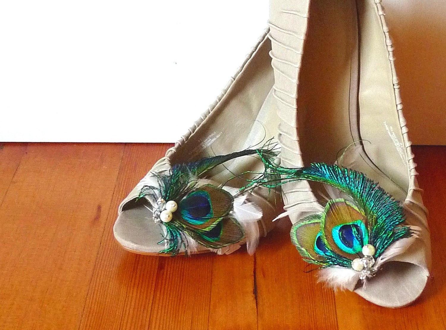 Peacock Feather Shoe Clips