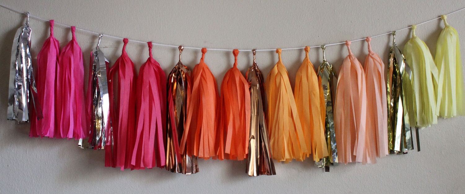 Tissue Tassel Garland -18 tassels- Ombre Il_570xn