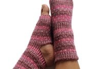 Toeless Yoga Socks Hand Knit in Pink and Purple Stripes Pedicure Pilates Dance