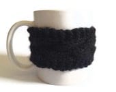 Mug Cozy Coffee Cozy Coffee Sleeve Cup Cozy Cable Knit in Black