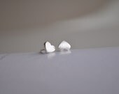 Sterling Silver Tiny Brushed Heart Earrings
