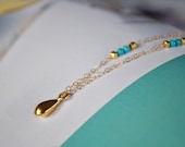 Gold Drop Turquoise Necklace