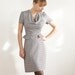 Houndstooth Shift Dress With Cowl-neck and Short Sleeves - Made To Order