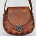 Vintage 60's hand made boho hippie leather shoulder bag purse with metal enclosure