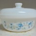 Arcopal France Casserole Dish Lidded Bowl Veronica Pattern 1970's Milk Glass