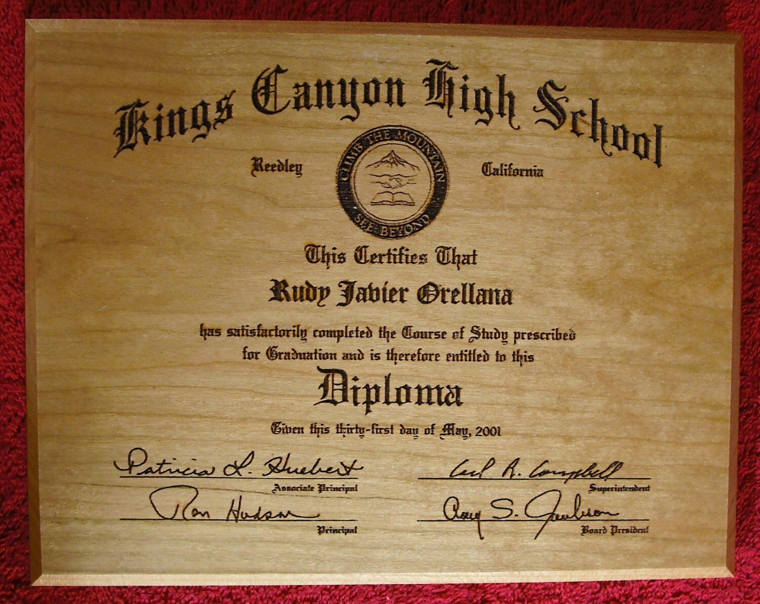 Items similar to Graduation Diploma Laser Engraved Wood Plaque on Etsy