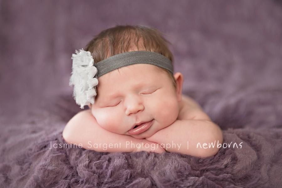 Shabby Frayed Gray Fabric Rose Headband - All Sizes - Newborn Headband - Baby Headband  - Girl Headband