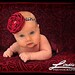 Leopard print headband with red flower - fits newborn infant baby teen through adults
