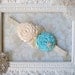 Aqua and Ivory Newborn Headband - Baby Headband - Tiffany Inspired
