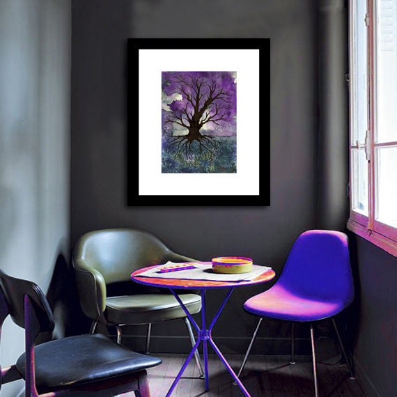 Watercolor Painting - Gothic Tree of Life Landscape Art Print