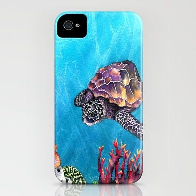 iPhone Sea Turtle Case - Ocean Life Watercolor Painting - Brazen Art Cell Phone Cover - iPhone 5 iphone 4 4s iphone 3g Case