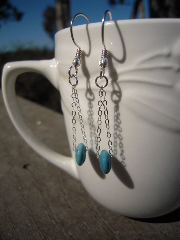 Turquoise Ceramic Beaded Chain Earrings