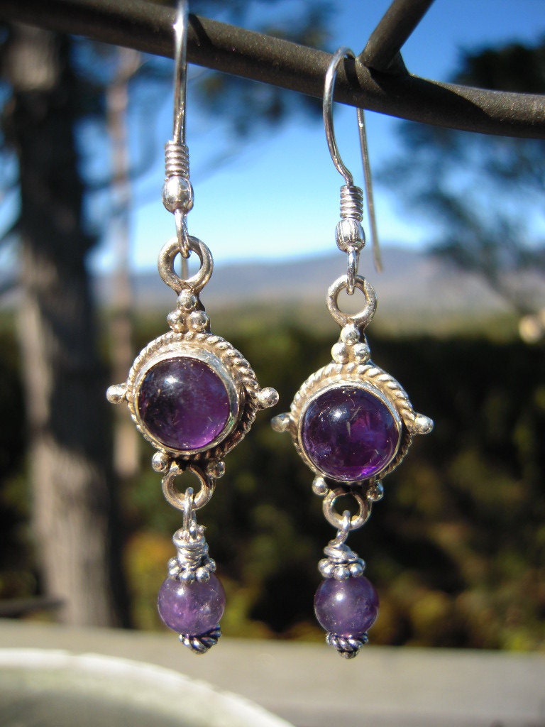 Amethyst and Sterling Silver Earrings