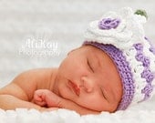 Newborn Girl Hat Crochet Purple Hat Photography Prop