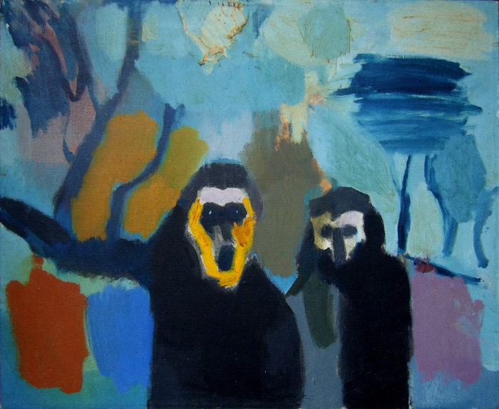 CYBER MONDAY SALE 20% Monkey and Death - Original Oil Painting on Canvas