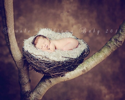 Fur Texture Photo Prop Baby Mini Blanket Photography Prop. Hand Knit 'Wholesome' PuffPelt Nest Liner in Natural Color Cream Neutrals