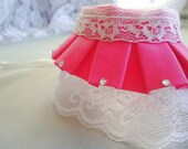 Lace Wrist Cuff with Hot Pink