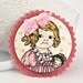 Evelyn - Pink fabric and felt OOAK button brooch