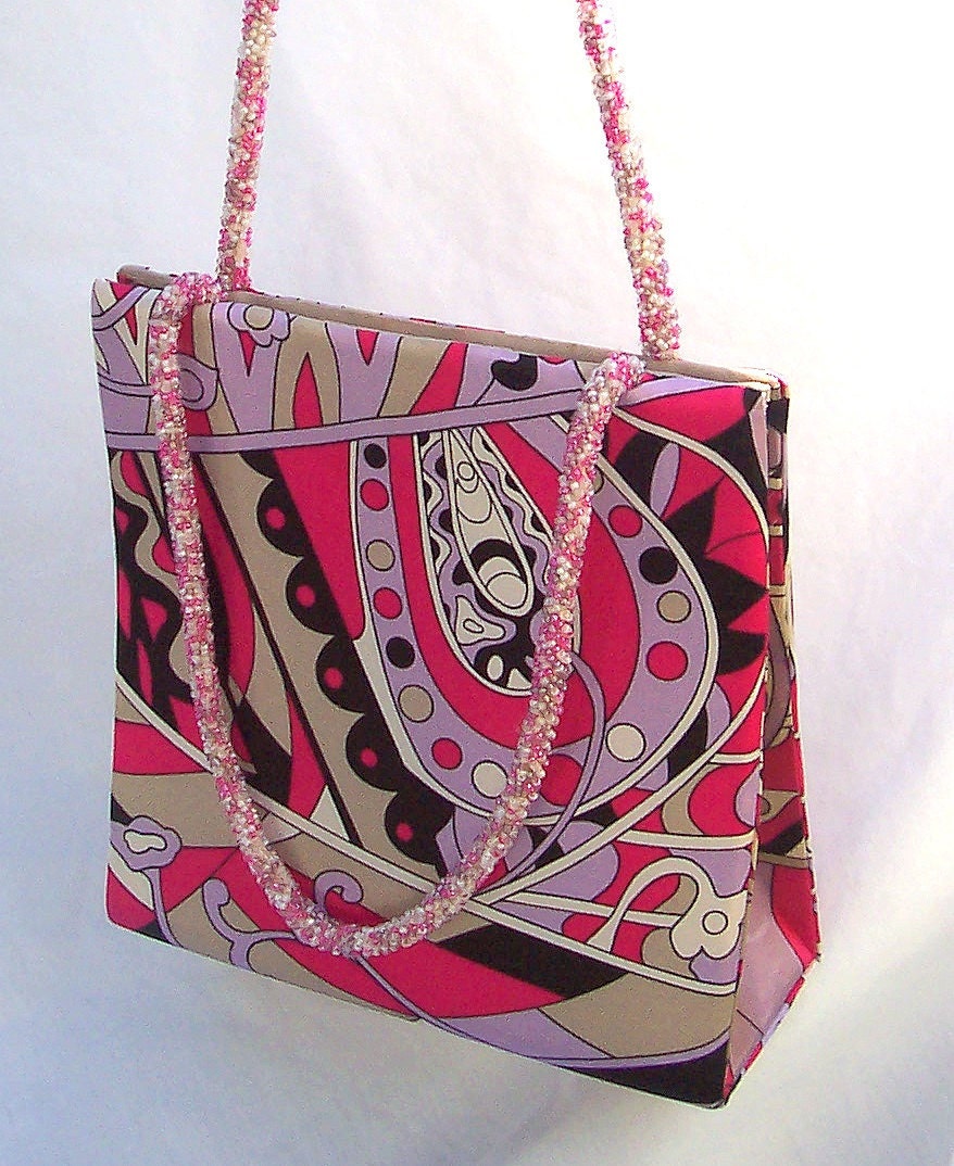FLAMINGO PINK Paisley Beaded Chain Straps Purse