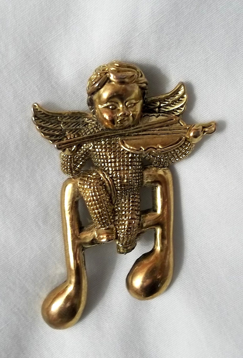 Gold Pixie Cherub Brooch FAIRY FOLKLORE
