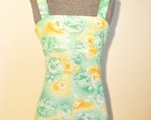 SALE- Mint and Gold Roses 1970's Sundress