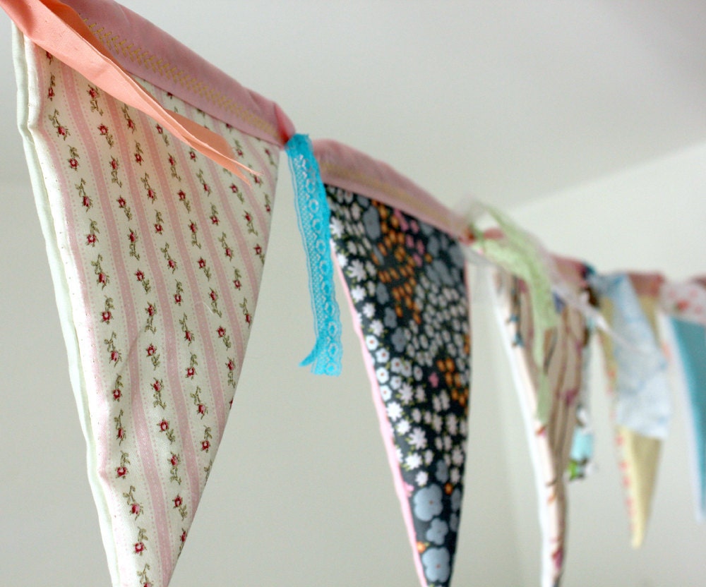 Pastel Fabric Easter Bunting - Spring Wedding, Summer Wedding, Reversible, Easter Decor, Baby Shower Decor, Nursery Decor, Girl's Room