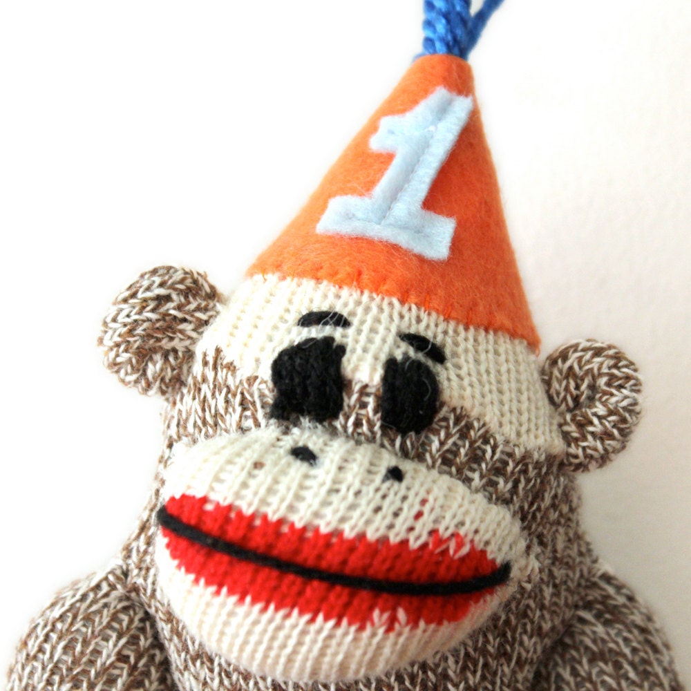 Sock Monkey Cake Topper - Sock Monkey Birthday Party, custon kids birthday, Gift topper, anniversary