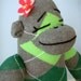 Argyle Sock Monkey Doll - Girls stuffed toy, Stuffed Animal, Children's Toy, Green, Gray