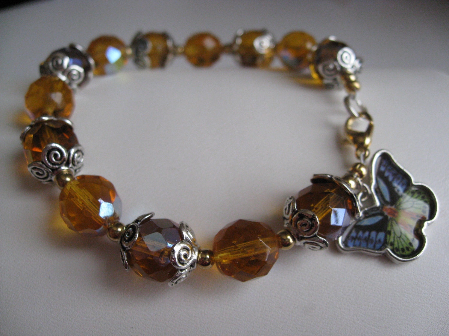 REDUCED PRICE -- Blue Butterfly Charm Bracelet