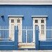 Caribbean Travel photography, Blue house, urban home front doors architecture building, wall art - 6x6