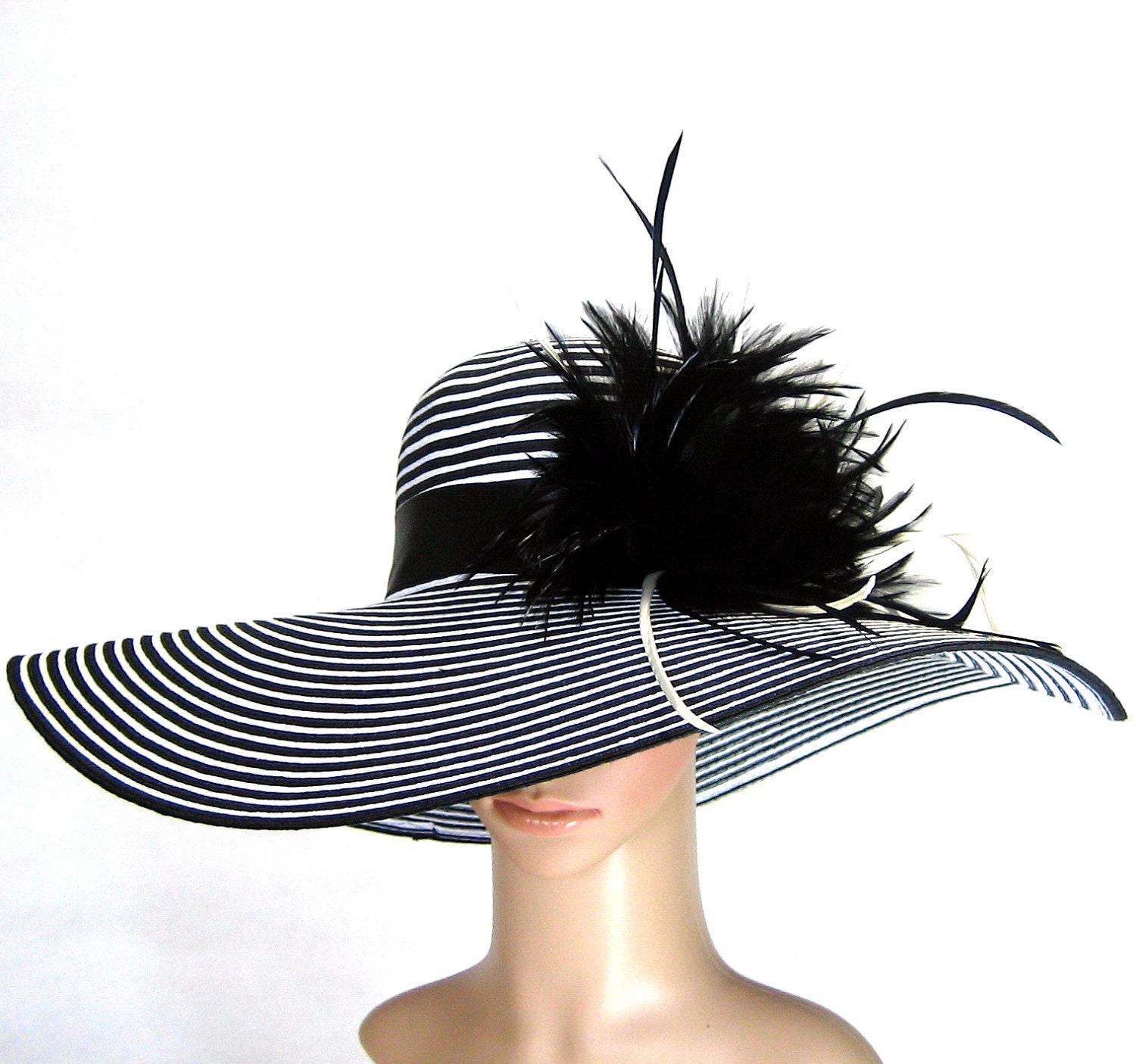 Derby Hat church hat dress hat church hat with feathers wide brim