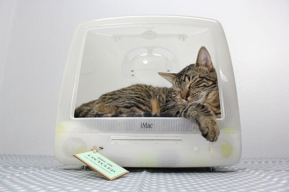 Upcycled Apple Computer Pet Bed - iMac - "Think different"