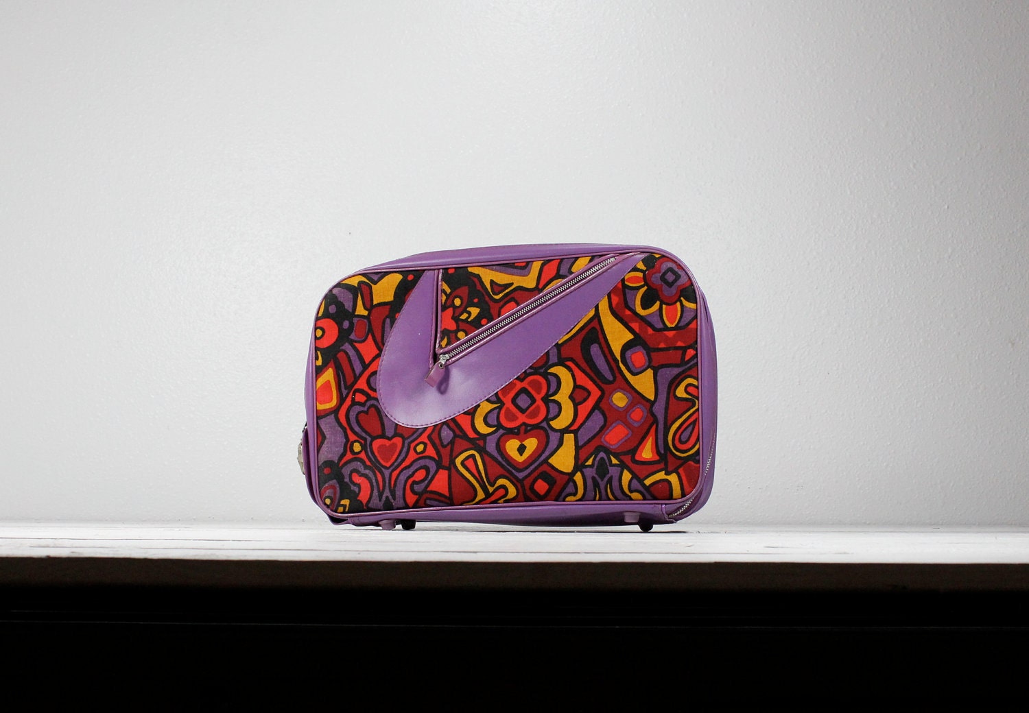 Retro Purple Fabric Suitcase