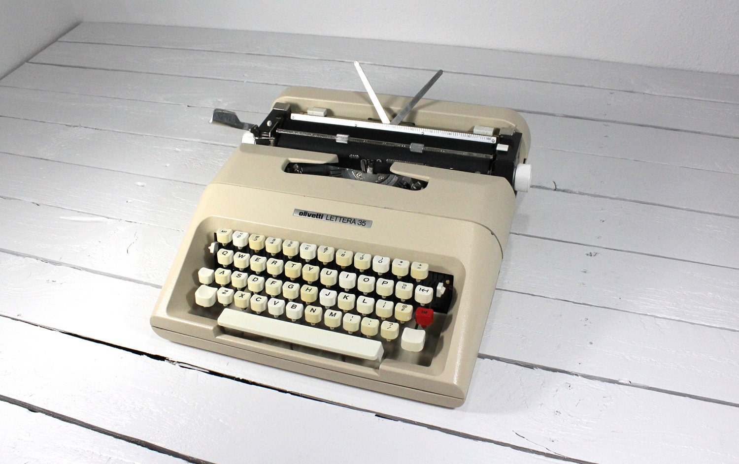 Vintage Taupe Olivetti Lettera 35 1960s Typewriter
