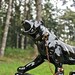 Mid Century Black Panther Planter-Gold Detail Chain Green Eyes