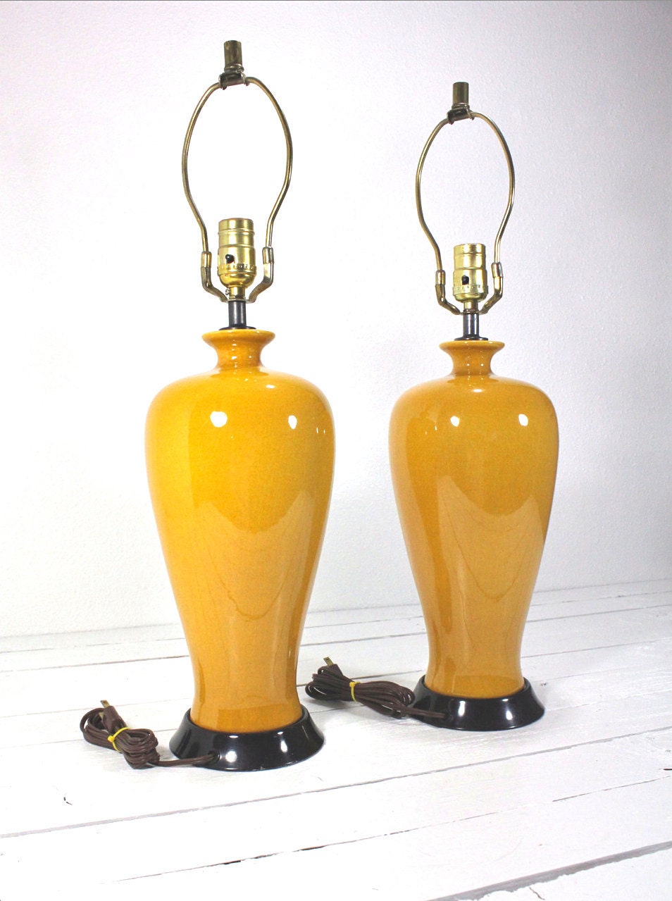 Mid Century Retro Mustard Set of Lamps by AtomicAttic on Etsy