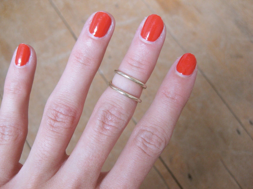 double thin band upper finger ring // bronze