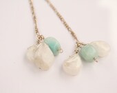 Long Moonstone and Amazonite Earrings