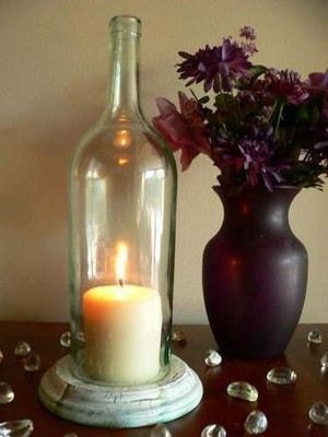 CLEAR Wine Bottle Candle Holder Hurricane Lamp Centerpiece