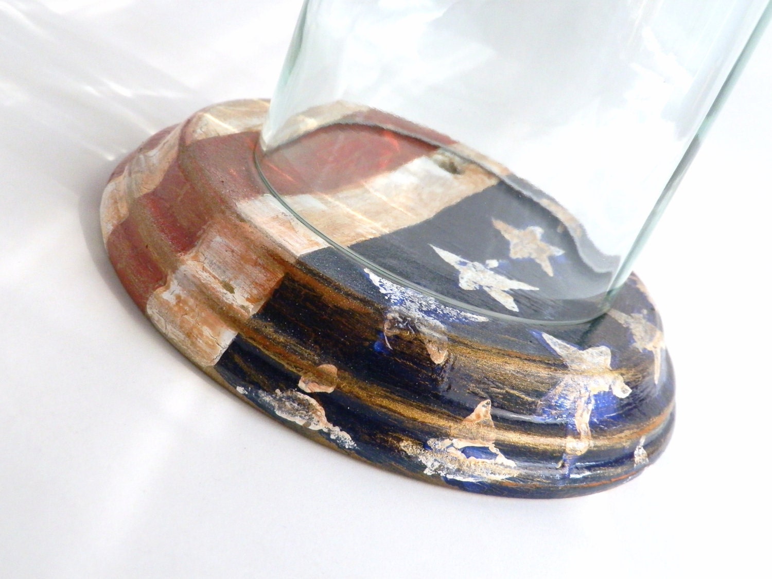 Patriotic 4th of July Wine Bottle Candle Holder Hurricane Lamp Centerpiece