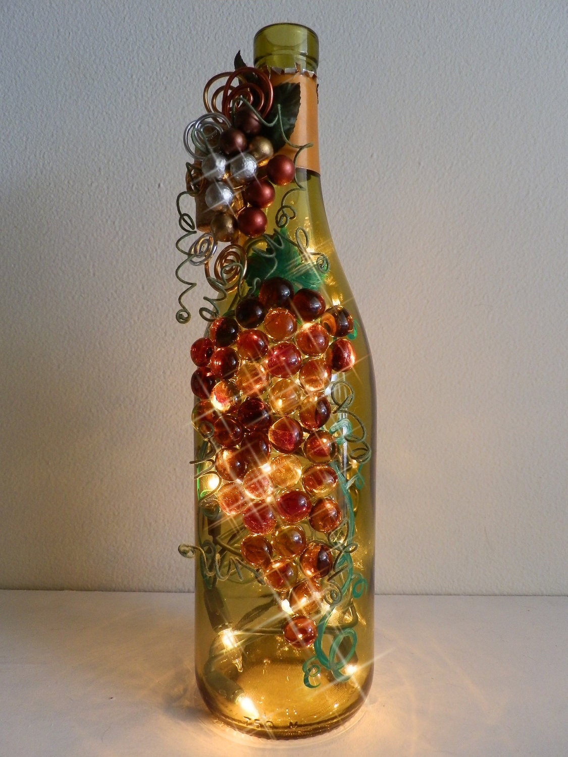 Autumn Spice Decorative Lighted Wine Bottle by BoMoLuTra on Etsy