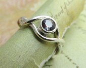 Alexandrite Gemstone Ring... 14k White Gold Engagement Ring, Sculpted Trailing Vine with Lab Grown Chatham Created Jewel, Metalwork
