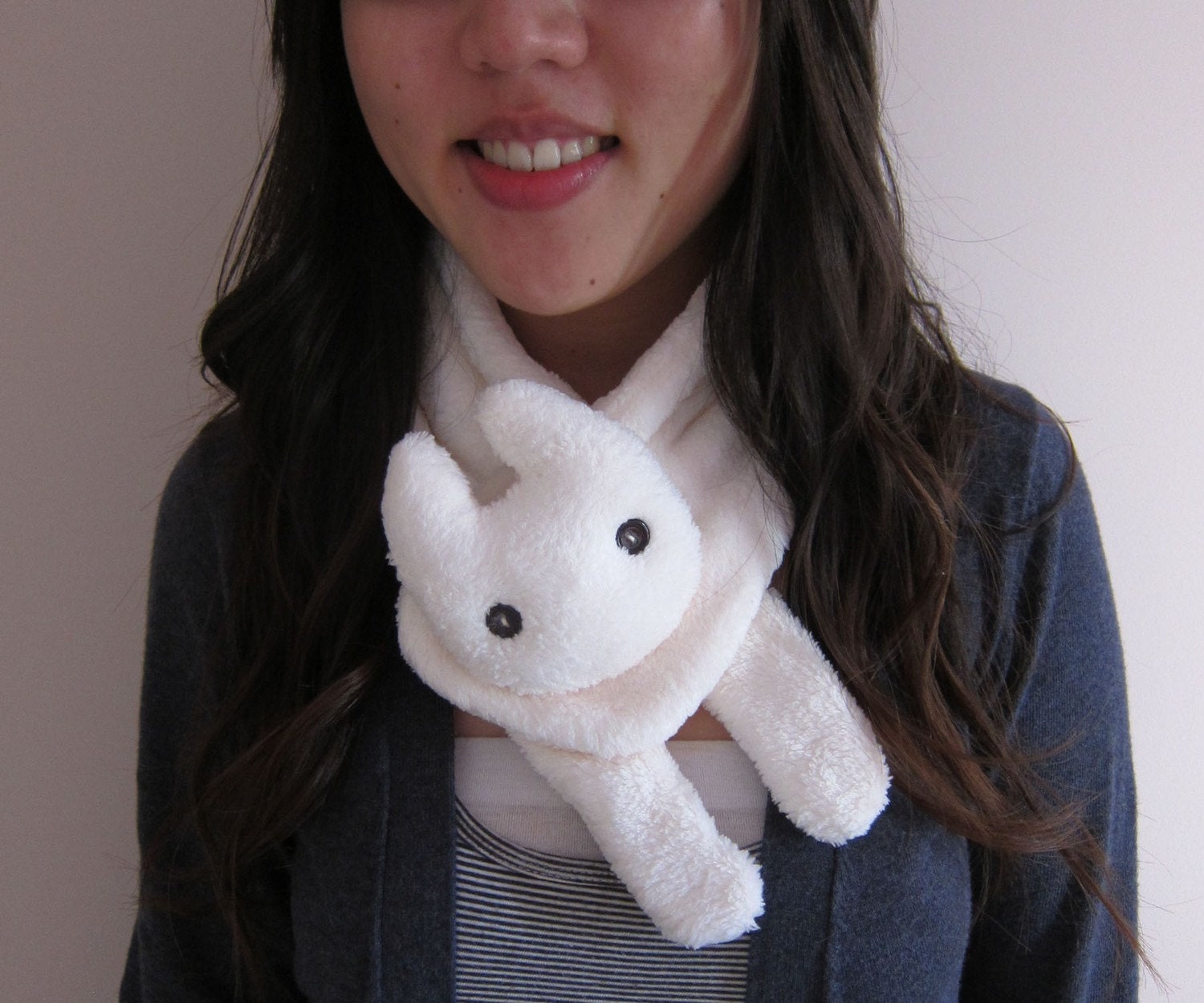 ivory kitty cat animal scarf