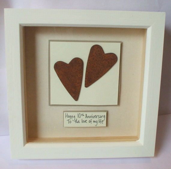 Rusty Tin Hearts 10th Wedding Anniversary Gift Keepsake